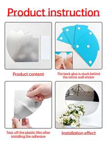 4pcs Silver Mirror Wall Stickers - Silver - View 8