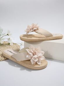 NỮ Trang trí Hoa Dép tông , Kỳ nghỉ Dép tông - Màu be - Xem 5