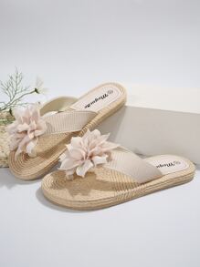 NỮ Trang trí Hoa Dép tông , Kỳ nghỉ Dép tông - Màu be - Xem 6