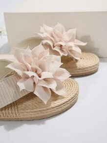 NỮ Trang trí Hoa Dép tông , Kỳ nghỉ Dép tông - Màu be - Xem 4