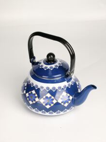 1入組搪瓷出口藍色水壺帶塑料手柄，適合冷水/茶，歐洲/沙特阿拉伯/南美 - 藍白色 - 查看 5