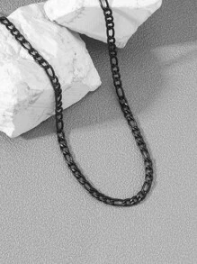 1入組男士經典不銹鋼鏈條樣式項鍊,運動休閒風格 - 黑色 - 查看 1
