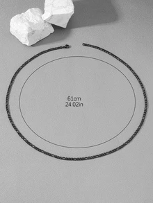 1入組男士經典不銹鋼鏈條樣式項鍊,運動休閒風格 - 黑色 - 查看 3