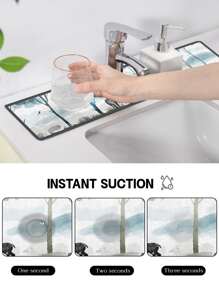 1入組墨水式水龍頭防滑矽膠矽藻土吸盤墊，通用尺寸，適合浴室和廚房 - 彩色 - 查看 4