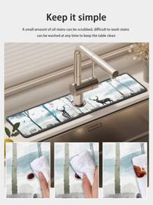 1入組墨水式水龍頭防滑矽膠矽藻土吸盤墊，通用尺寸，適合浴室和廚房 - 彩色 - 查看 7