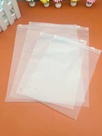 5 pièces Sacs D'Emballage Transparent & Givré Double Face Zip Pour Stockage