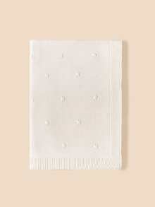 Chăn quấn trẻ em dệt kim có trang trí Pom Pom - trắng - Xem 4