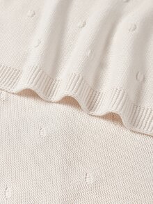 Chăn quấn trẻ em dệt kim có trang trí Pom Pom - trắng - Xem 6