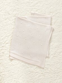 Chăn quấn trẻ em dệt kim có trang trí Pom Pom - trắng - Xem 7