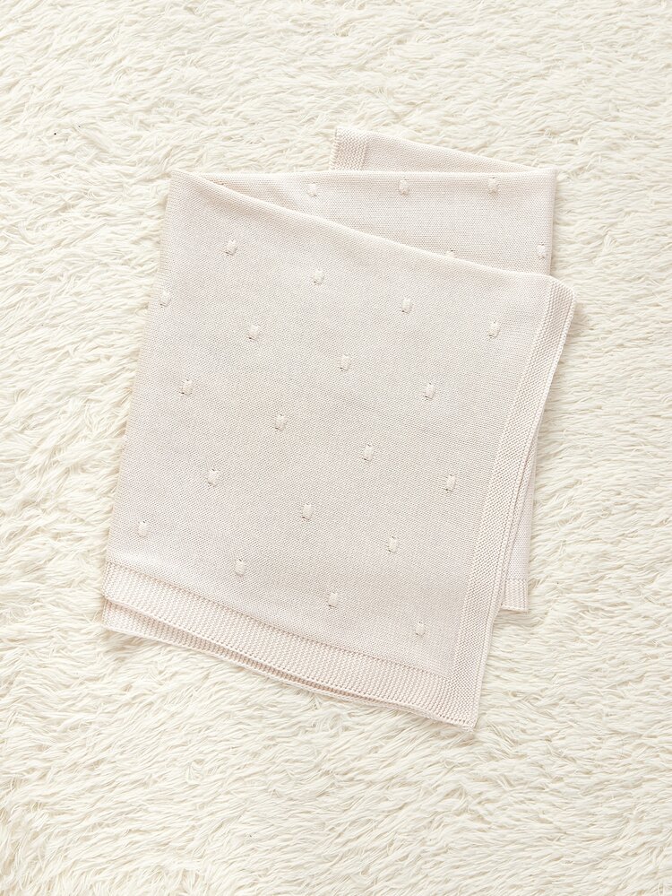 Chăn quấn trẻ em dệt kim có trang trí Pom Pom - trắng - Xem 7