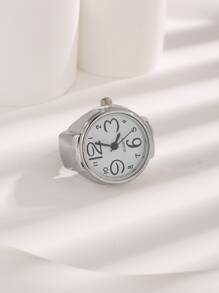 Đồng hồ thạch anh thời trang Thiết kế nhẫn bạc cho nam nữ - trắng - Xem 3