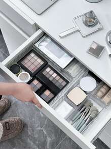 1 Pieza Organizador de cajón transparente para maquillaje y cuidado de la piel - Caja de almacenamiento de acrílico con compartimentos para tocador, baño, escritorio - Soporte para cosméticos para botellas, tarros y mascarillas