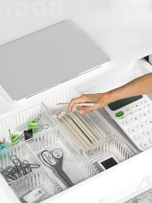 1 Pieza Organizador de cajón transparente para maquillaje y cuidado de la piel - Caja de almacenamiento de acrílico con compartimentos para tocador, baño, escritorio - Soporte para cosméticos para botellas, tarros y mascarillas