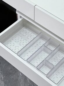 1 Pieza Organizador de cajón transparente para maquillaje y cuidado de la piel - Caja de almacenamiento de acrílico con compartimentos para tocador, baño, escritorio - Soporte para cosméticos para botellas, tarros y mascarillas