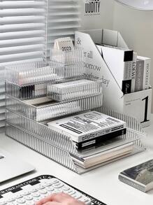 1 Pieza Organizador de cajón transparente para maquillaje y cuidado de la piel - Caja de almacenamiento de acrílico con compartimentos para tocador, baño, escritorio - Soporte para cosméticos para botellas, tarros y mascarillas