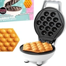 Bubble Mini Waffle Maker - Make Breakfast Special w/Tiny Hong Kong Egg Style Design, 4" Individual Waffler Iron, Electric Non Stick Breakfast Appliance for Ice Cream Treat or Desserts, Fun Gift - 白色 - 查看 1