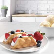 Bubble Mini Waffle Maker - Make Breakfast Special w/Tiny Hong Kong Egg Style Design, 4" Individual Waffler Iron, Electric Non Stick Breakfast Appliance for Ice Cream Treat or Desserts, Fun Gift - 白色 - 查看 3