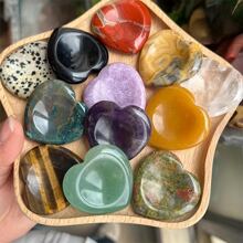 在治療水晶心Love拇指石頭口袋棕櫚寶石適用於焦慮治療幾何平衡E帶康復&平靜效果-高活力緞面Love棕櫚石頭適用於洗和保護 - 彩色 - 查看 1