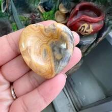 在治療水晶心Love拇指石頭口袋棕櫚寶石適用於焦慮治療幾何平衡E帶康復&平靜效果-高活力緞面Love棕櫚石頭適用於洗和保護 - 彩色 - 查看 7