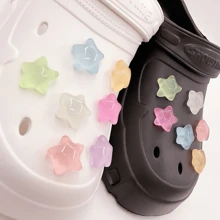 14的發光發亮彩色星星五尖星星果凍顏色夏天洞鱷魚紋鞋配件立體好看女孩女性女士們基本 - 彩色 - 查看 6