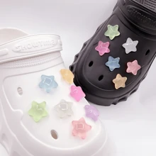 14的發光發亮彩色星星五尖星星果凍顏色夏天洞鱷魚紋鞋配件立體好看女孩女性女士們基本 - 彩色 - 查看 8