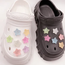 14的發光發亮彩色星星五尖星星果凍顏色夏天洞鱷魚紋鞋配件立體好看女孩女性女士們基本 - 彩色 - 查看 9