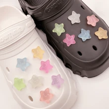 14的發光發亮彩色星星五尖星星果凍顏色夏天洞鱷魚紋鞋配件立體好看女孩女性女士們基本 - 彩色 - 查看 7