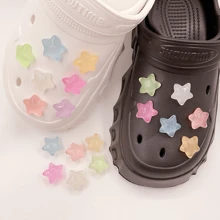 14的發光發亮彩色星星五尖星星果凍顏色夏天洞鱷魚紋鞋配件立體好看女孩女性女士們基本 - 彩色 - 查看 4