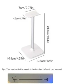 耳機支架頭戴式耳機支架耳機支架帶鋁支持條形靈活頭靠ABS素色底座適用於全部耳機尺寸黑色 - 白色 - 查看 6