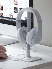 耳機支架頭戴式耳機支架耳機支架帶鋁支持條形靈活頭靠ABS素色底座適用於全部耳機尺寸黑色 - 白色 - 查看 2