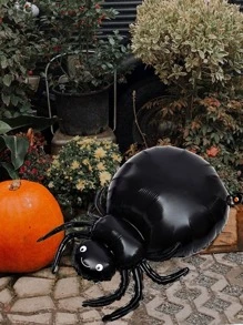 1入組萬聖節蜘蛛鋁小氣球裝飾用品玩具適用於孩子們派對,木乃伊和蜘蛛設計 - 黑與白 - 查看 4