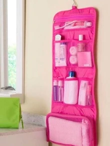 Bolsa de Viaje Neceser, Cosmetiquera Organizador Cosmeticos Colgante - Rosa Fucsia - Ver 2