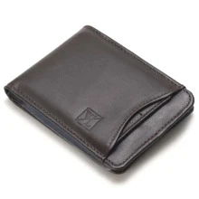CARTEIRA MASCULINA DE COURO DE BOLSO COM PORTA CARTÃO REMOVÍVEL EXTRA LUXO EXECUTIVA CABE RG CNH MOEDAS - Café - Visão 2