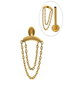 Stud Earrings - 金黃色 - 查看 1