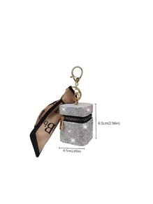 1 chiếc hộp đựng tai nghe vuông nhỏ đính đá Rhinestone, ví đựng tiền xu, mặt dây chuyền All Match, hộp đựng tai nghe mini, hộp đựng son môi hình trụ đính đá Rhinestone, ví đựng tiền xu sáng bóng Crossborder phổ biến, móc chìa khóa, hộp đựng tai nghe mini sang trọng phổ biến thời trang, mặt dây chuyền móc chìa khóa đa năng - trắng - Xem 5