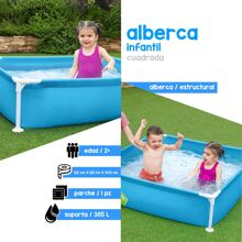 Piscina Cuadrada Alberca Armable Azul Infantil Estructural Piscina Infantil Para Niñas y Niños Piscina - Azul - Ver 3