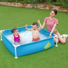 Piscina Cuadrada Alberca Armable Azul Infantil Estructural Piscina Infantil Para Niñas y Niños Piscina - Azul - Ver 2