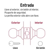 Cerradura tipo esfera cilíndrico entrada cromo basic bal-cm-ep 23562 - Plateado - Ver 3