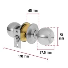 Cerradura tipo esfera cilíndrico entrada cromo basic bal-cm-ep 23562 - Plateado - Ver 2
