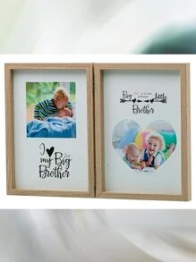 Portarretrato doble  marco de Madera MDF diseño moderno  con Cristal tamaños 5x7 6x8  Marco Para Fotos Pared Buro  resistente calidad decoracion hogar boda XV años graduacion babyshower - Blanco - Ver 1