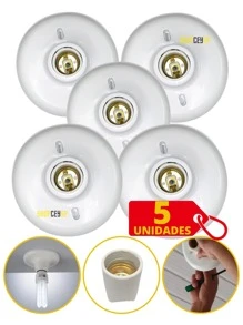 5 Suporte de lâmpada plafon Redondo Padrão branco plug E27 Plafonier NR-55-X5 - Multicolorido - Visão 1