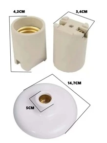 5 Suporte de lâmpada plafon Redondo Padrão branco plug E27 Plafonier NR-55-X5 - Multicolorido - Visão 2