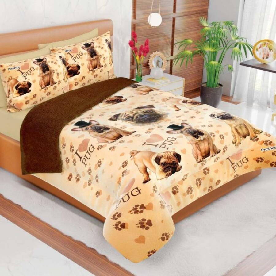 Soft Shearling Reverse Coverlet - Khaki - View 1