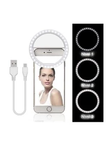 Mini Portable Selfie Ring Light With USB Rechargeable Clip For Phone, IPad, Tablet, Laptop - Pink - View 2