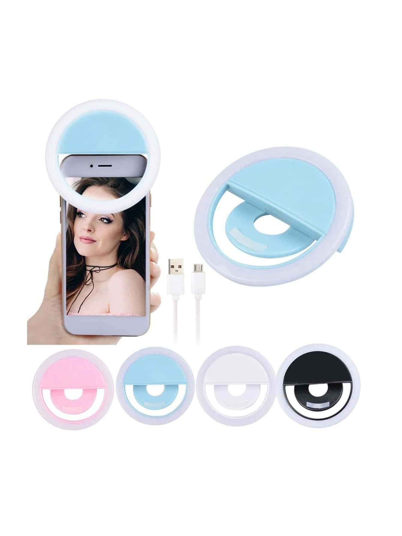 Mini Portable Selfie Ring Light With USB Rechargeable Clip For Phone, IPad, Tablet, Laptop - Pink - View 1
