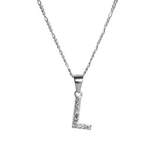 Dije Letra "L" Plata fina Ley .925 + cadena de Plata fina .925 - Plateado - Ver 2