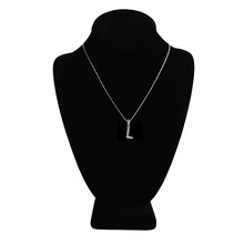 Dije Letra "L" Plata fina Ley .925 + cadena de Plata fina .925 - Plateado - Ver 3