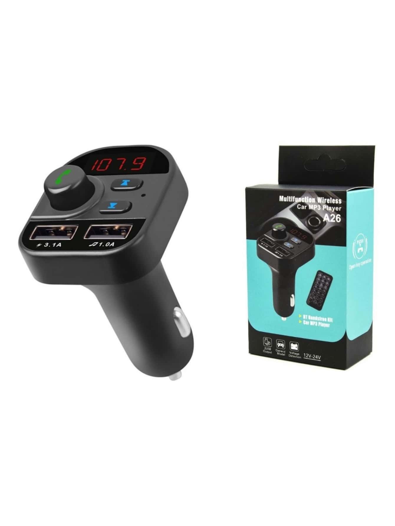 Fm Transmitter, Bluetooth For Car USB Reader - Micro Sd - Black - View 1