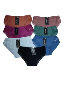 Paquete de 12 Piezas Braga Bikini Con Encaje Para Dama , Calzón de Encaje ( Se Envía en Colores Surtidos y Tallas Surtidas, Se Envía en Diseño al Azar y de Acuerdo a Disponibilidad ) - Multicolor - Ver 4