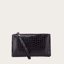 Fashionable Crocodile Pattern Cellphone Wallet - Black - View 1